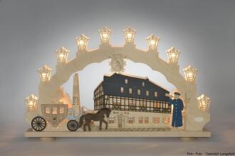 Schwibbogen mit Hotel Roß und Postdistanzsäule aus dem Erzgebirge von Weigla Günter Gläser,