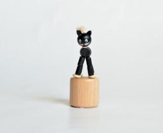 Wackelfigur Tolles Holzspielzeug Katze von Jan Stephani Räuchermann Stube, kleine schwarze Holzkatze
