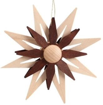 Christbaumschmuck – Holzstern Erzgebirge doppellagig mit Ringelblume natur – Ø ca. 11 x T 1 cm