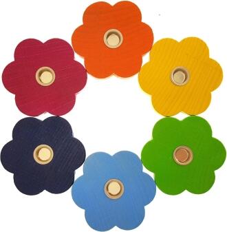 Holzdekoration Geburtstagsblumen von Hess Holz Spielzeug, bunte Holzblumen mit Metalltülle in