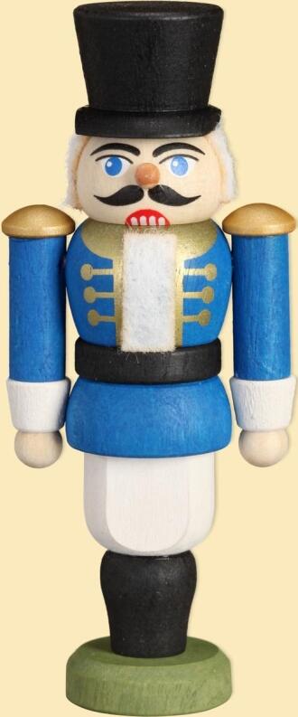 Baumbehang – detailreicher Mini-Nußknacker Husar in Blau mit silbernen Akzenten – BxHxT = 9 x 4 x 3 