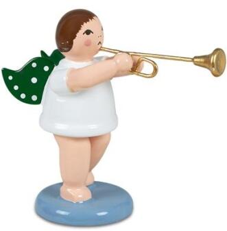 Holzfigur Engel mit Aidatrompete ohne Krone Höhe 6cm