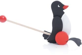 Schiebetier Watscheltier Pinguin mit Schiebestock - Ansicht Rechts - Schiebestock ist abnehmbar
