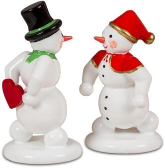 Holzfigur Schneemann & Schneefrau Valentinstag Höhe 6,5cm