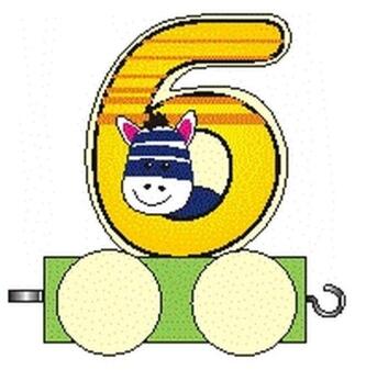 Holzdekoration – farbenfrohe Ziffer 6 mit tollem Tiermotin – BxHxT 5x7x3 cm