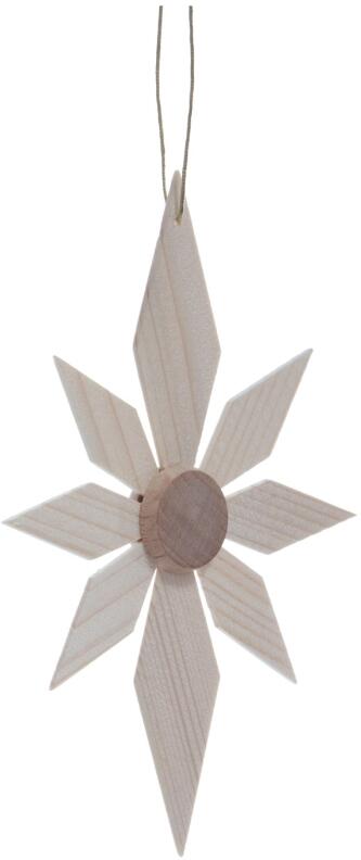Christbaumschmuck - Holzstern mit 6 kleinen & 2 großen Segmenten - Ansicht Vorne - Hergestellt im