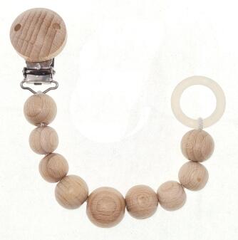 Schnullerkette – liebevoll gestaltetes Babyspielzeug aus naturbelassenem Holz, mit Holzperlen und