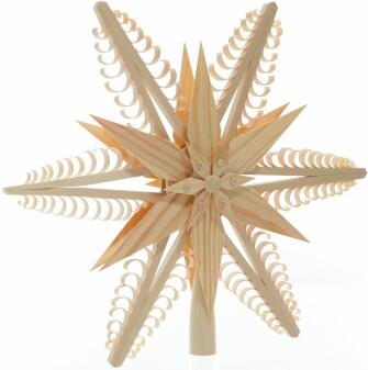 Baumschmuck - Filigrane, handgefertigte Baumspitze mit sechs Spanbäumen und zwei zentralen