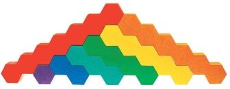 Holzspielzeug - buntes Bausteinspiel Honeycomb mit 7 Steinen - LxBxH 335x105x58mm