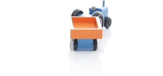 Holzspielzeug - Miniaturfahrzeug Traktor mit Kasten Anhänger Bunt - Ansicht Hinten - Weckt den Spieltrieb der Kinder