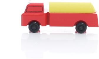 Holzspielzeug - Miniaturfahrzeug Lastenauto Tankauto Bunt - Ansicht Links - Nachhaltiges Spielzeug aus dem Erzgebirge