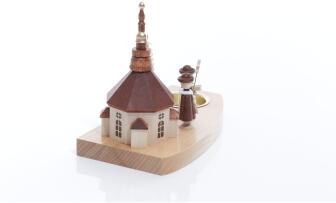 Teelichthalter - Seiffener Kirche mit Kurrende und Ringelbaum - Ansicht Rechts - Für 1 Teelicht