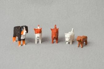 Holzspielzeug Reifentiere Hundegruppe bunt Höhe 2cm
