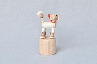 Holzspielzeug Wackelfigur Pudel weiß Höhe=7,5cm