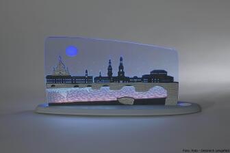 Motivleuchte &ndash; Beeindruckende Skyline von Dresden mit LED-Beleuchtung und 3D-Effekt &ndash;