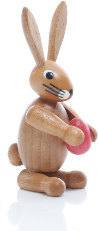 Osterfigur - Osterhase mit roten Osterei - Ansicht Rechts - Handarbeit aus dem Erzgebirge