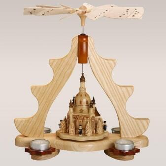 Weihnachtsdekoration - tolle Tischpyramide Kurrende mit Frauenkirche und Teelichter - HxLxB