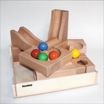 Kugelbahn - handgefertigter Basisbaukasten Wellen M - LxBxH 40 cm x 40 cm x 11 cm