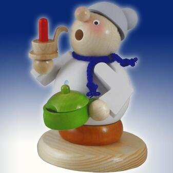 Räuchermann – detailreicher Schlafmütze Opa mit Kerze und Topf, farbenfroh bemalt – BxHxT = 5 x 11 x