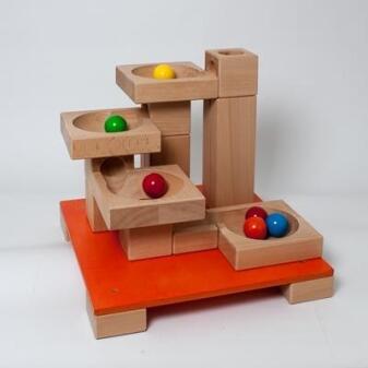 Kugelbahn – Faszinierende Kugelanlage Trichter XL Natur/Bunt – LxBxH ca. 60x60x60 cm