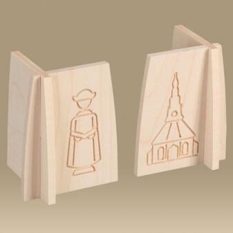 Schwibbogenunterbau – Handgefertigter Unterbau mit Engel & Bergmann Motiv aus Natursperrholz – BxHxT