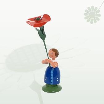 Miniaturfigur Blumenmädchen mit Mohnblume Höhe 12cm