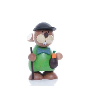 Osterhasen – Farbenfroher, handgefertigter Osterhase Wanderer mit Stock und Cappi – BxHxT ca.