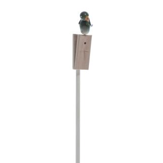Frühlingsdekoration - Blumentopfstecker - Singvogel Grünfink auf Vogelhaus - Vogel-Höhe=5cm