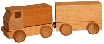 Holzspielzeug naturbelassener Lastzug aus dem Erzgebirge von Erzgebirgische Holzspielwaren Ebert