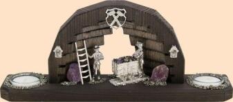 Schwibbogen – Huntestößer und Erzsucher mit Teelicht – BxHxT 32x13x6,5cm