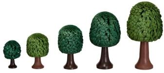 Ringelbaum aus Holz mit grünen Lockenringen und braunem Stamm in verschiedenen Größen, gedrechselte