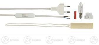 Bauteilsatz für Schwibbogen mit 5 Kerzen von Dregeno, Kabel mit Schalter, Stecker, Glühlampe und