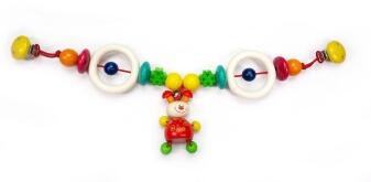 Kinderwagenkette – fröhlicher Käfer mit bunten Perlen und Glöckchen, liebevoll gestaltet – BxHxT =