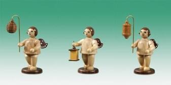 Holzfigur Engel 3tlg. mit Lampion natur ohne Krone Höhe 6,5cm