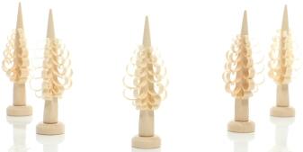Weihnachtsdekoration – Filigrane, naturbelassene Spanbäume im 5er-Set aus Lindenholz – BxHxT ca.