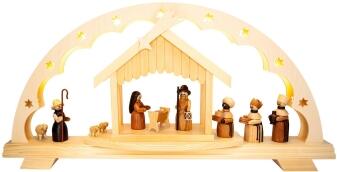LED-Lichterbogen – Christi Geburt mit beleuchtetem Stall – BxHxT 51 x 24 x 6 cm