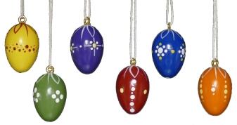 Ostereier –toll bemaltes Set aus 6 farbenfrohen Holzeiern mit verschiedenen Mustern – Größe 2,5 cm