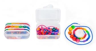 Holzspielzeug - farbiges Perlen-Fädelspiel - Länge 100 cm