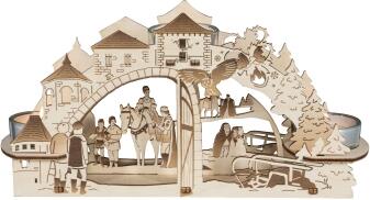 Lichterbogen – naturbelassener Motivleuchter „Drei Haselnüsse für Aschenbrödel“ für 3 Teelichter –