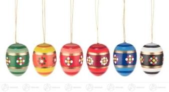 Ostern & Frühjahr Behang Ostereier mit Blumen (6) Höhe ca 3,5 cm