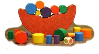 Holzspielzeug - kniffliges Balancespiel bunt - BxHxT 16x19x3cm