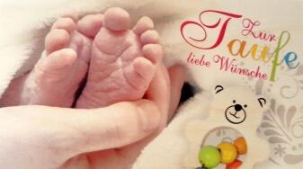 Holzkarte – liebevolles Motiv mit herzlichem Spruch zur Taufe – BxHxT 18 x 10 x 0,3 cm