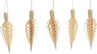 Baumbehang – Handgestochene Spanzapfen naturbelassen im 5er-Set – BxHxT je ca. 3,5x10x3,5cm