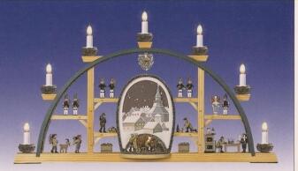 Schwibbogen – Mundloch Seiffen elektrisch mit detailreicher Szene in Natur – BxHxT 70x40x5 cm