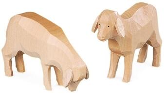 Tischdeko – naturbelassenl geschnitzte naturbelassene Schafe – BxH 8 x 6 cm