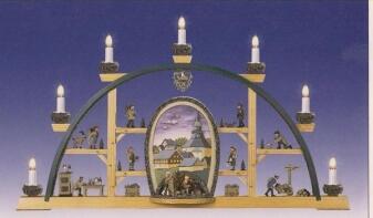 Schwibbogen – Seiffen Höhle mit buntem Bild, elektrisch beleuchtet – BxHxT ca. 70x40x5 cm