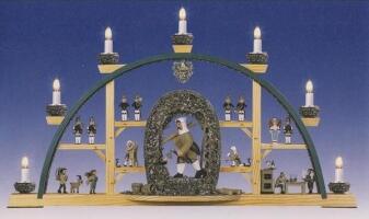 Schwibbogen – Hauer über sich, mit Karre, mit Balken elektrisch – BxHxT ca. 70x40x5cm