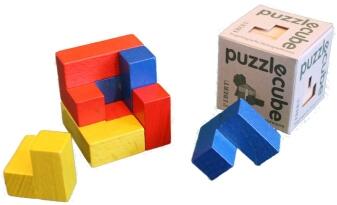 Holzspielzeug - kniffliges Puzzle cube bunt - BxHxT 5x5x5cm