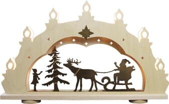 Lichterbogen – Weihnachtsmann auf Schlitten – LED beleuchtet – BxHxT ca. 52 x 33 x 6 cm