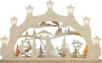 Schwibbogen – Schneemann im Wald – elektrisch beleuchtet – BxHxT ca. 52 x 32 x 4,5 cm